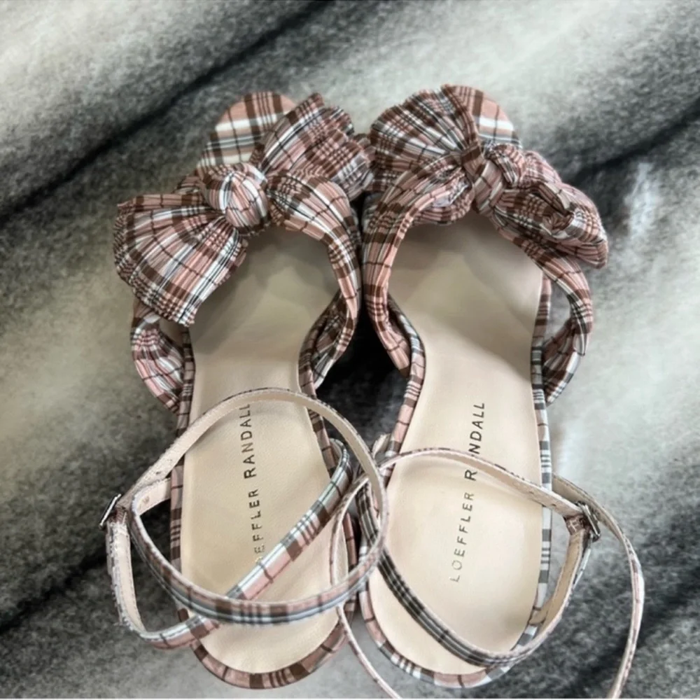 Loeffler Randall Natalia Day Plaid Pleated Platform Sandals Heels